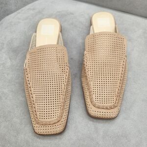 Dolce Vita Mules 9.5 Sand Suede Brenda Perforated Preppy Business Casual New$120
